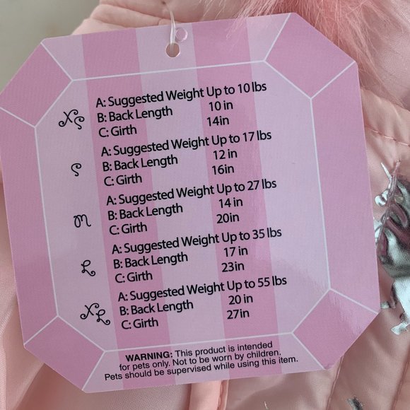 Pink/Silver Unicorn Dog Coat - NWT - Picture 9 of 9